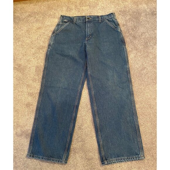 Carhartt FR Mens Flame-Resistant Relaxed-Fit Denim Jeans 35x32 100% Cotton - Picture 1 of 12